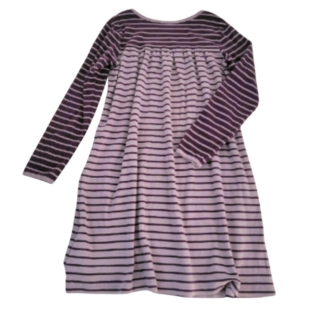 Hanna Andersson Day Play long sleeve dress purple stripes 10 Girl EUC